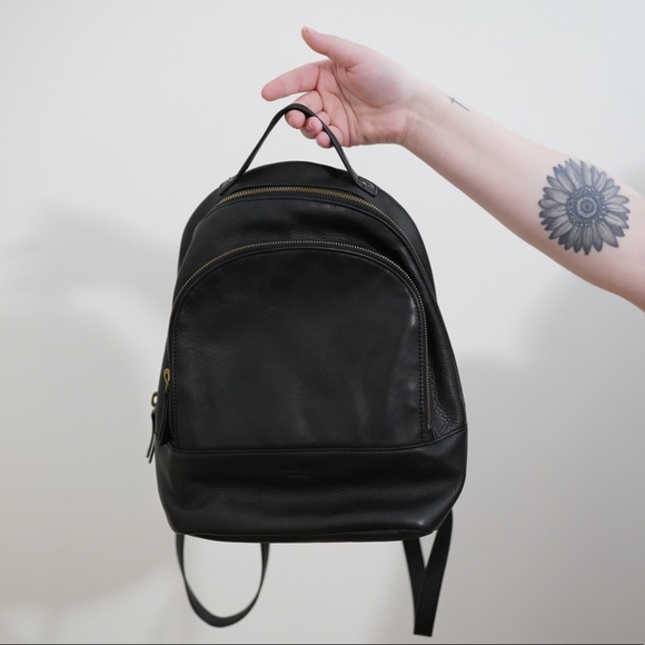 margot black leather backpack